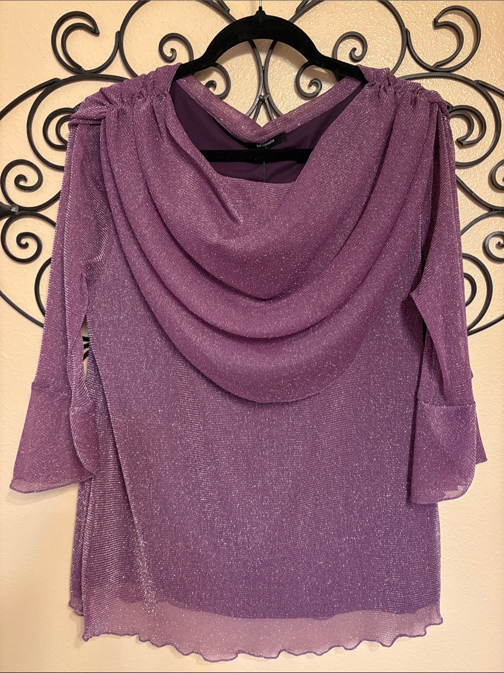 Lurex Cowl-Neck Purple Women's Blouse